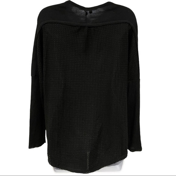 GIBSONLOOK Mixed Rib Waffle Knit Henley In Black - NWT - Small - Picture 4 of 5